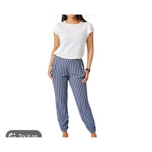 Carve Designs Avery Beach Pant Small Blue‎ White Striped Rayon Ecovero Joggers
